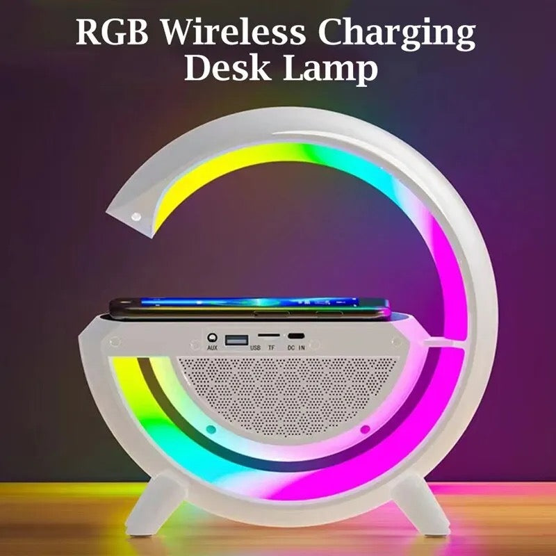 Multifunction 15W Fast charging Qi Wireless charger stand station lamp alarm clock Wireless Charger with Speaker light and clock