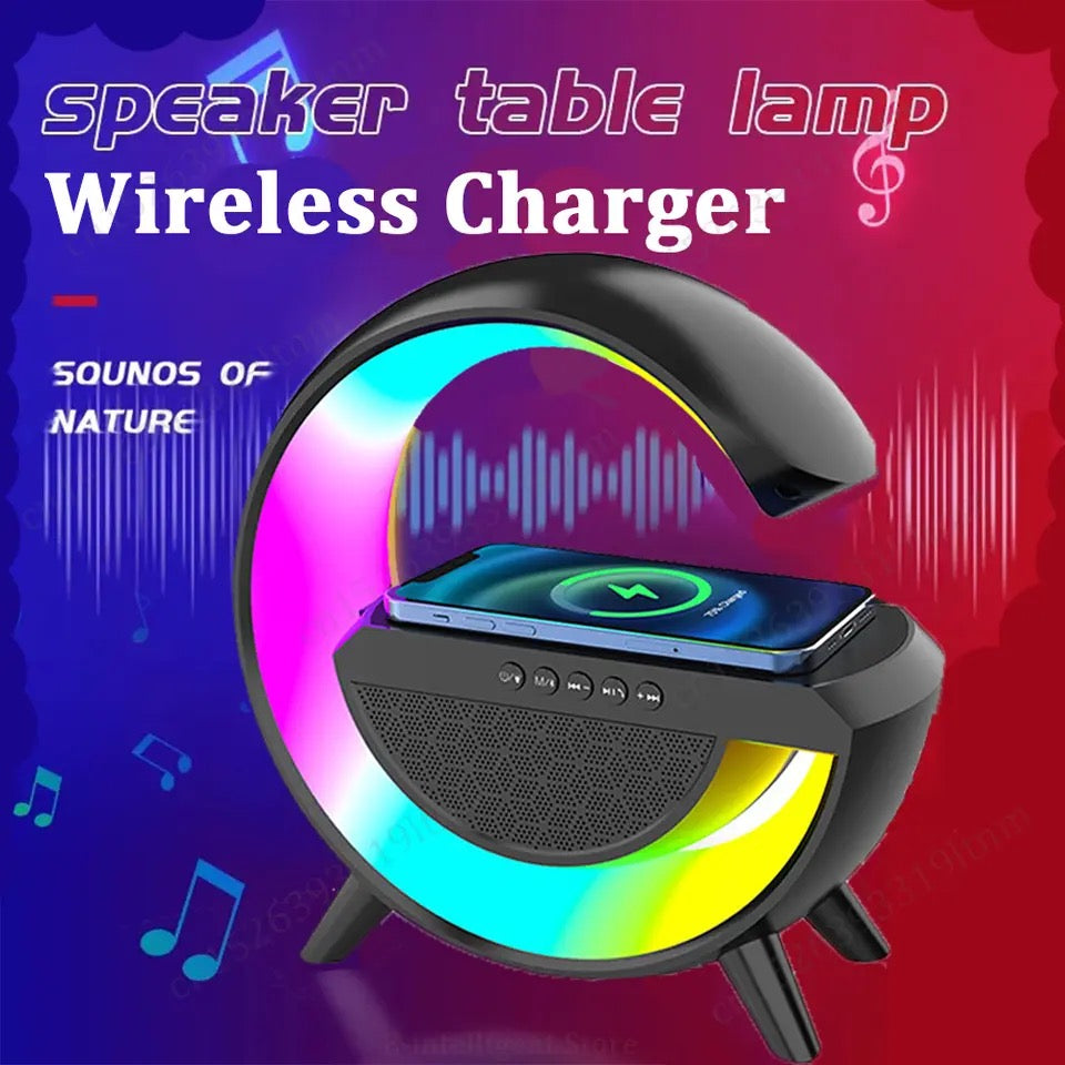 Multifunction 15W Fast charging Qi Wireless charger stand station lamp alarm clock Wireless Charger with Speaker light and clock